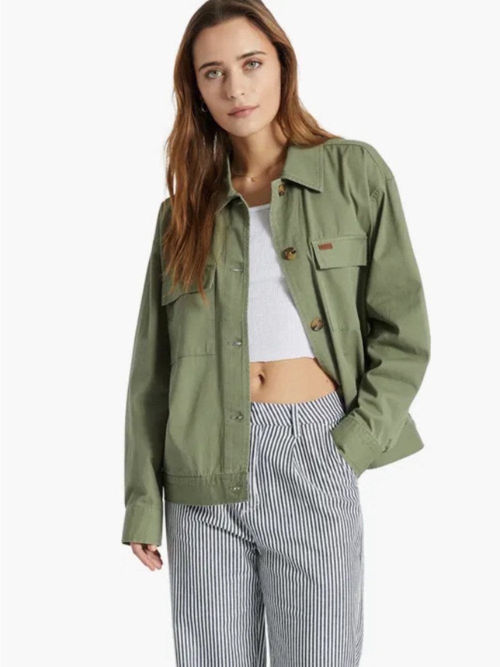 Brixton Stark Trucker Utility Jacket Olive Green Size M